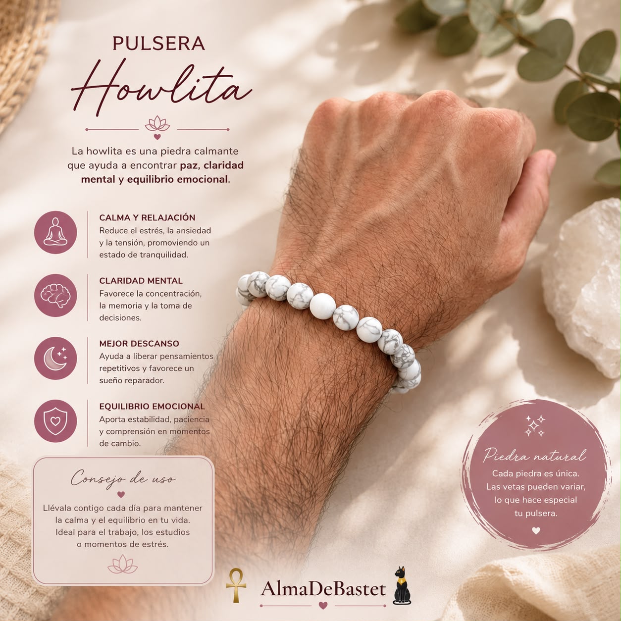 Pulsera Howlita piedra natural