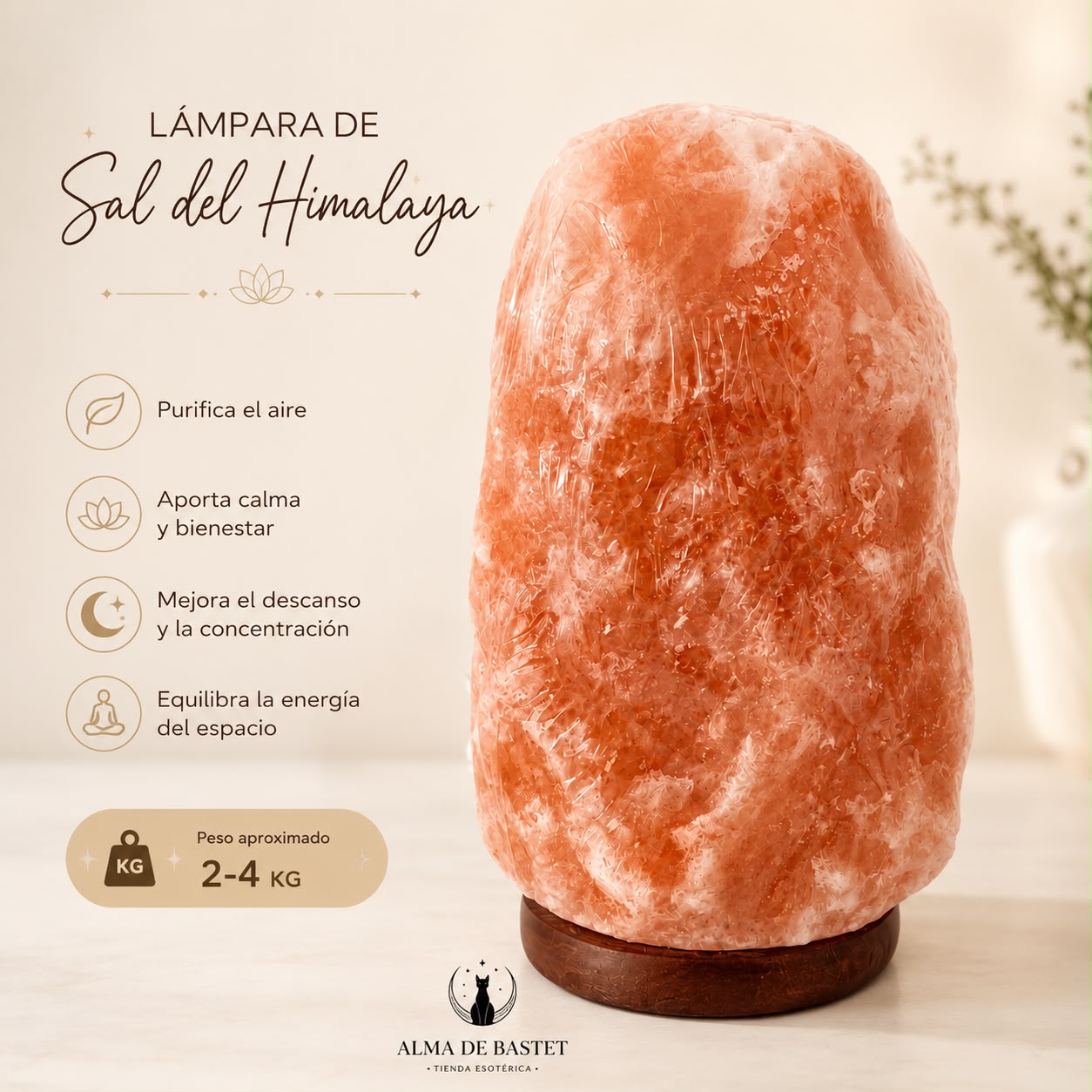 Lámpara de Sal del Himalaya 2-4 kg - Alma de Bastet