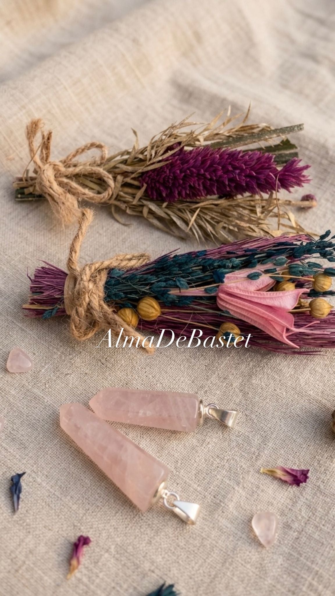 Pendentif en pointe de quartz rose