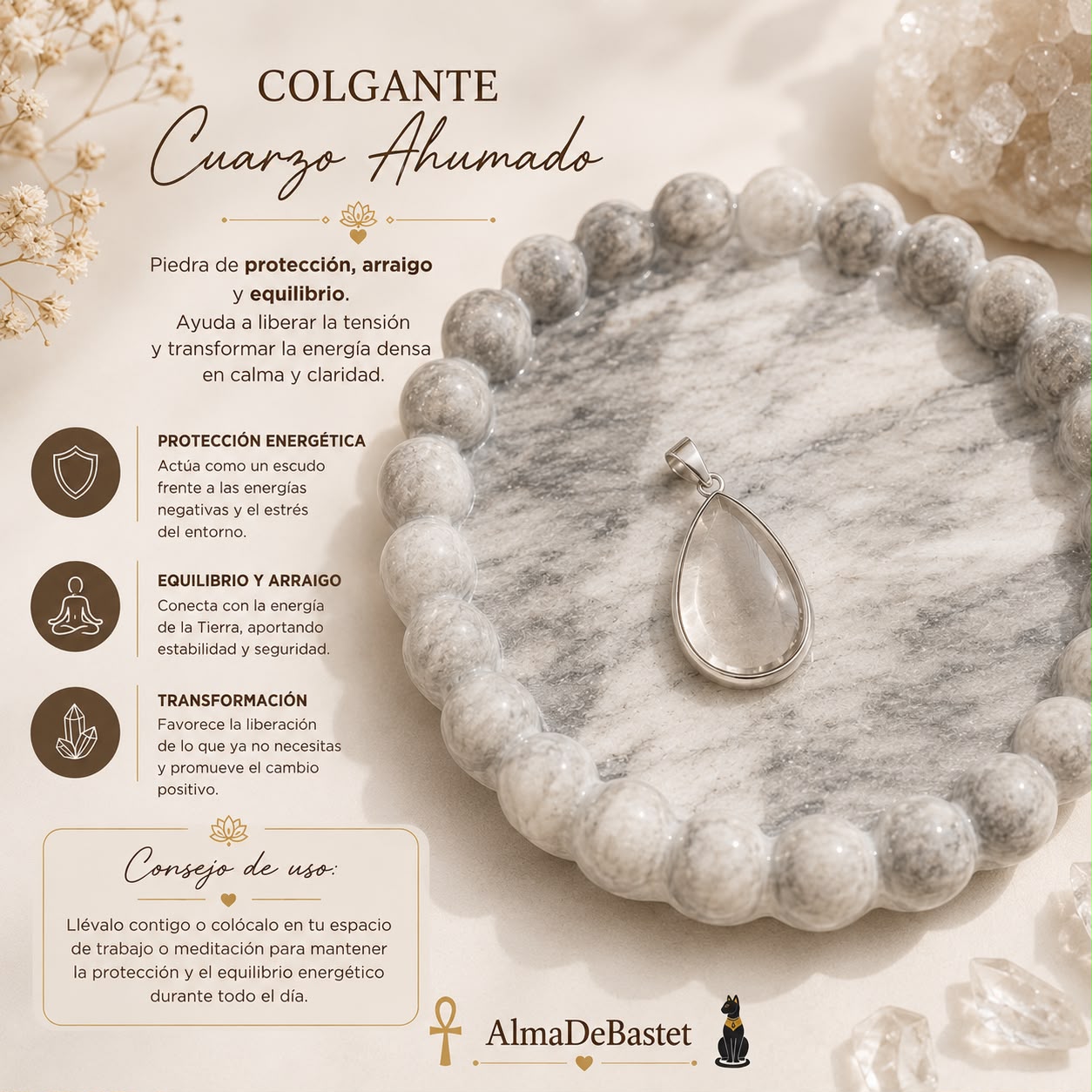 Colgante Cuarzo Ahumado