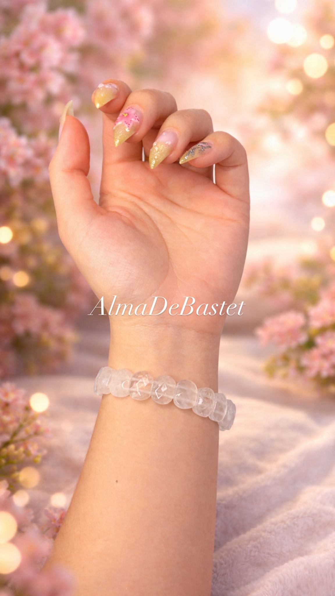 Pulsera de Cuarzo Blanco plano